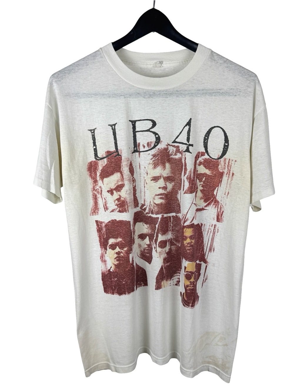 Vintage 1980s UB40 World Tour Rock Band Paper Thin White Shirt Size L